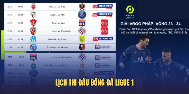 Lịch thi đấu bóng đá Ligue 1
